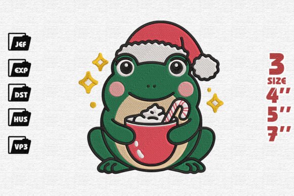 Christmas Festive Frog Embroidery: A Holiday Delight for Sellers