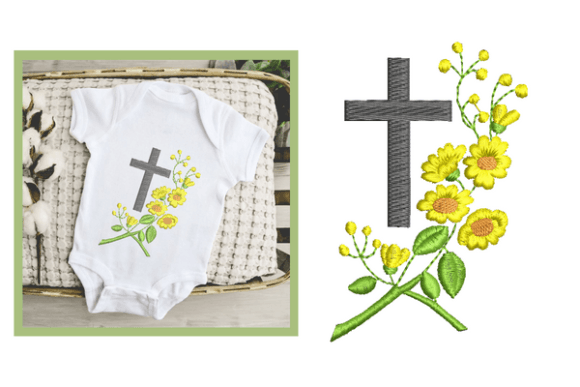 Cross of Flowers Embroidery Designs