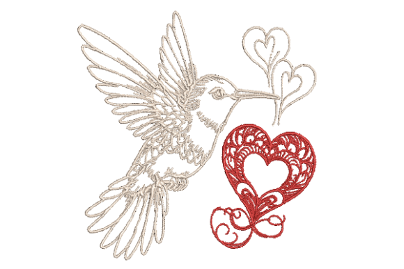 Hummingbird Valentine Embroidery