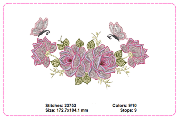 Rose with Butterfly Embroidery Designs for Seasonal Creations